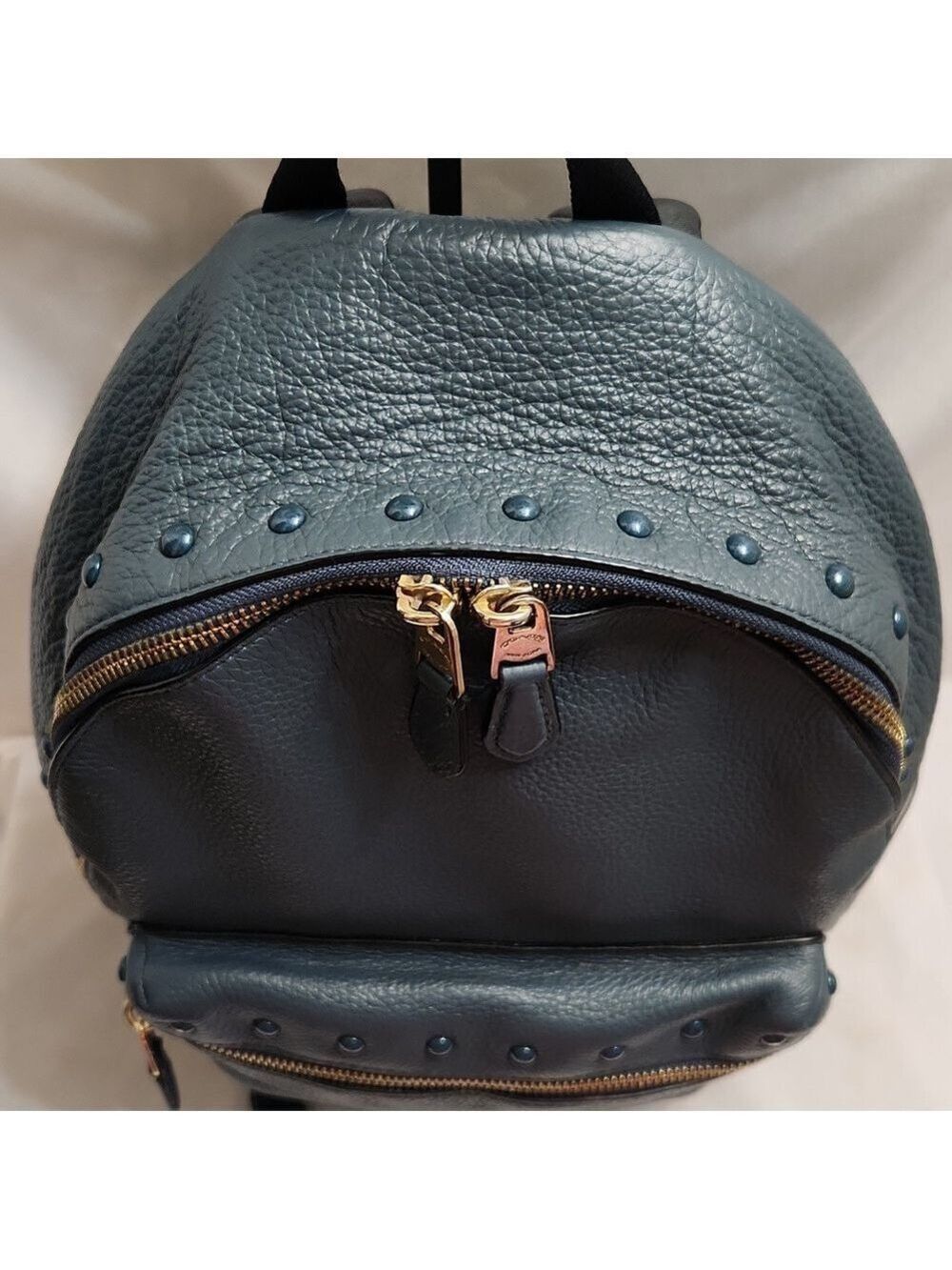 Coach Charlie Double Zipper Leather Backpack With Lacquer Rivets - Picture 3 of 16